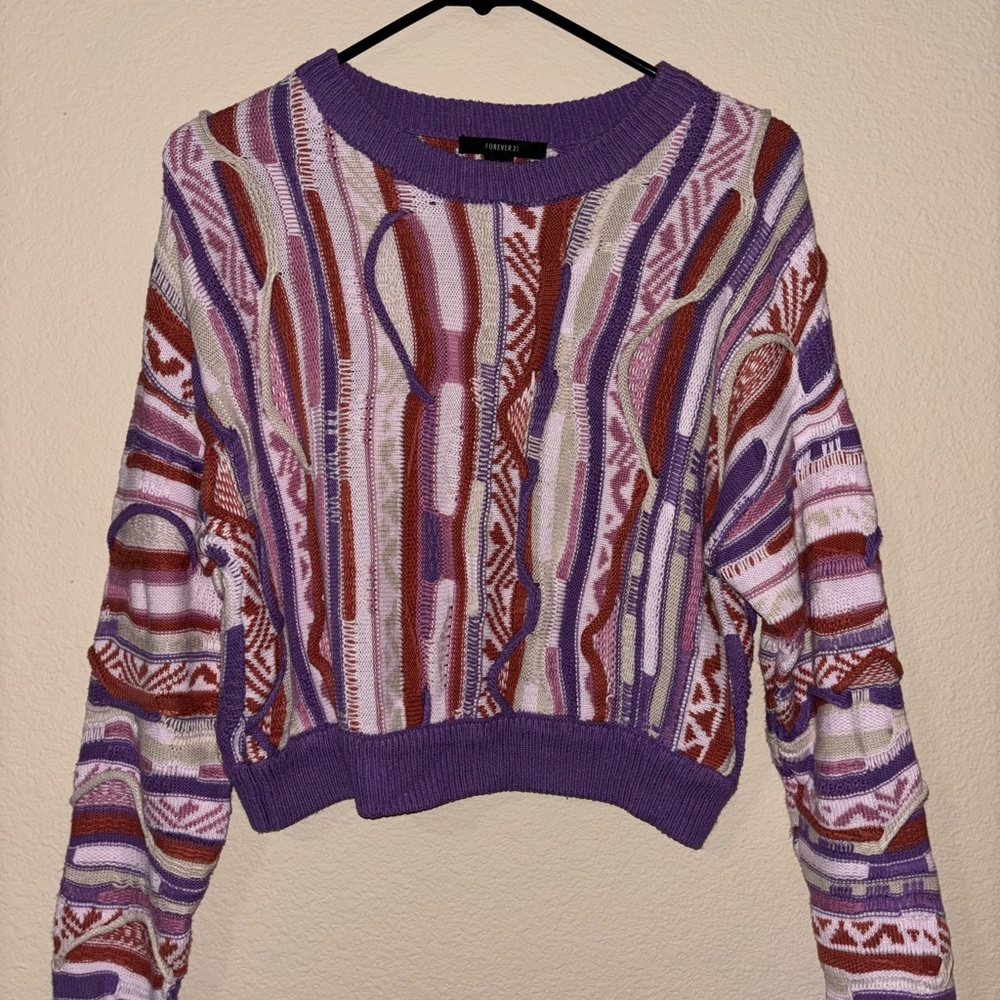 Forever 21 Purple and Red Patterned Sweater